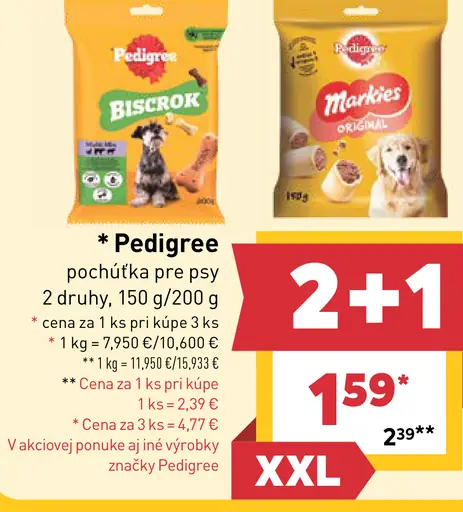 Pedigree pochúťka pre psy, Biscrok a Markies, 2 druhy