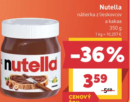 Nutella Nátierka z lieskovcov a kakaa
