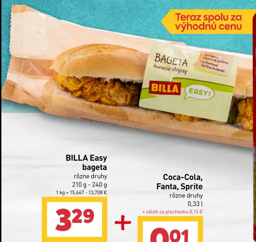 BILLA Easy bageta – rôzne druhy