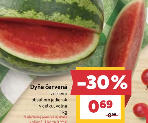 Dyňa červená s nízkym obsahom jadierok