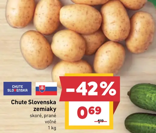 Chute Slovenska zemiaky skoré, prané, voľné