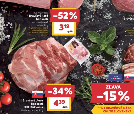 Bravčové karé bez kosti vákuovo balené