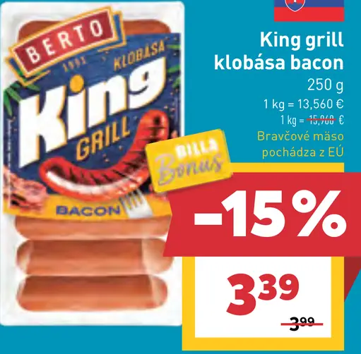 Berto King grill klobása bacon