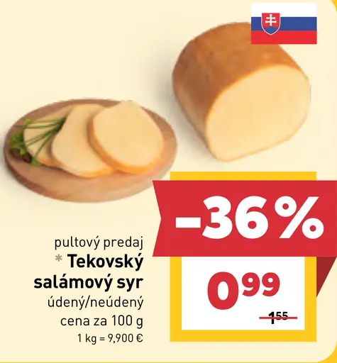 Tekovský salámový syr údený, neúdený