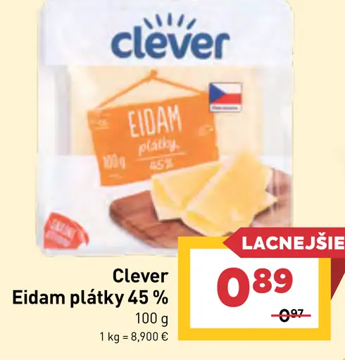 Clever Eidam plátky 45 %