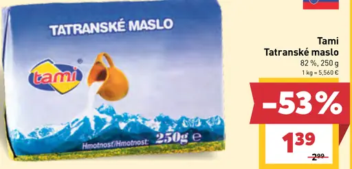Tami Tatranské maslo 82 %