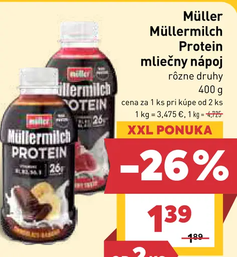Müller Müllermilch Protein mliečny nápoj s malinovou príchuťou