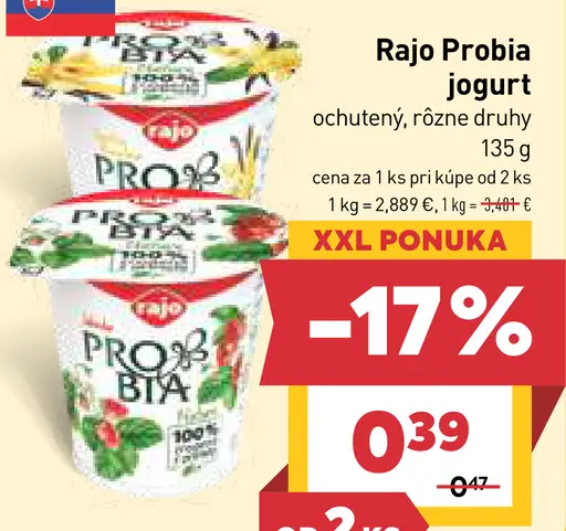 Rajo Probia jogurt ochutený rôzne druhy