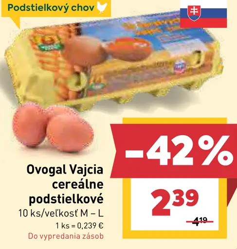 Ovogal vajcia cereálne podstielkové, veľkosť M–L
