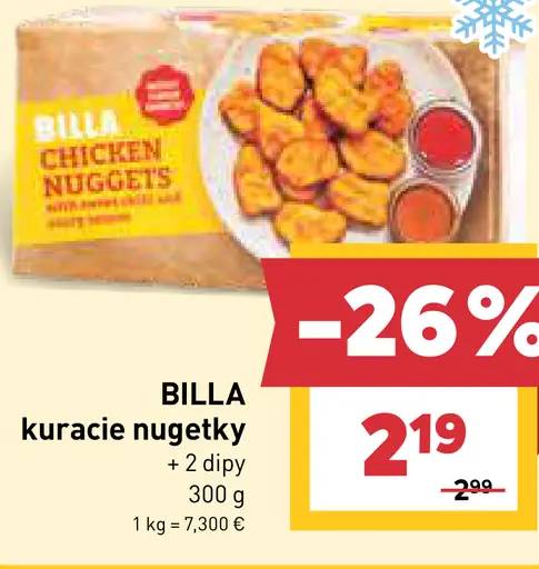 BILLA kuracie nugetky s 2 dipmi