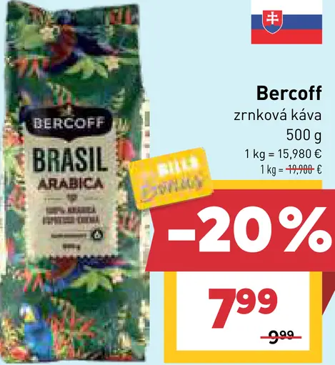 Bercoff Brasil Arabica zrnková káva