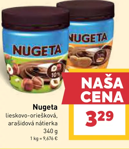 Nugeta lieskovo-oriešková a arašidová nátierka