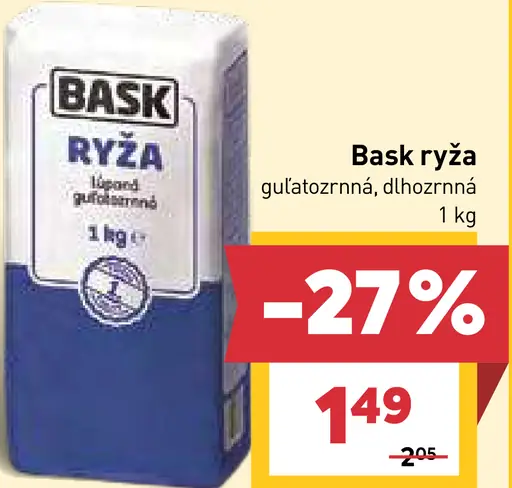 Bask ryža lúpaná guľatozrnná, dlhozrnná