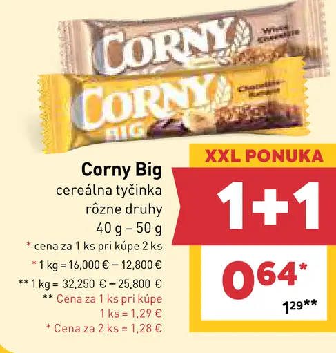 Corny Big tyčinka rôzne druhy