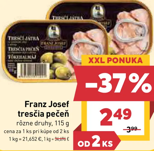 Franz Josef tresčia pečeň, rôzne druhy