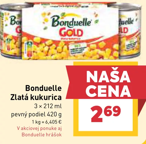 Bonduelle Zlatá kukurica; Bonduelle hrášok