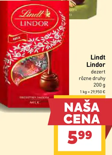 Lindt Lindor pralinky rôzne druhy