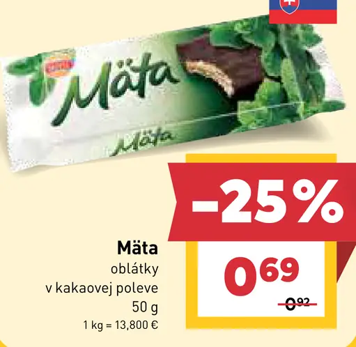 Mäta oblátky v kakaovej poleve