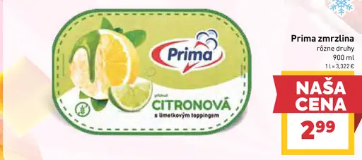 Prima citrónová zmrzlina s limetkovým toppingom