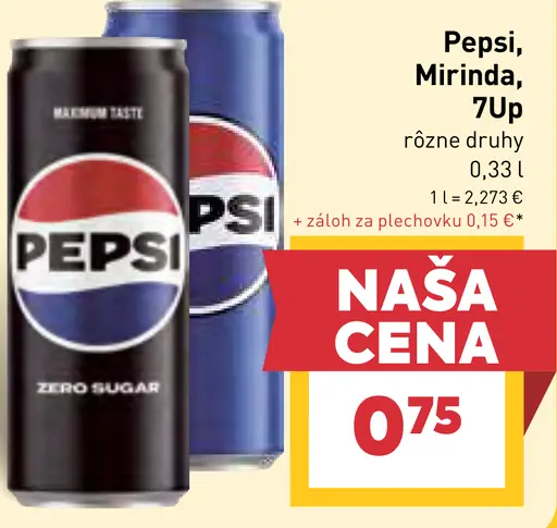 Pepsi, Mirinda a 7UP sýtené limonády, rôzne druhy