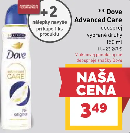 Dove Advanced Care dezodorant, vybrané druhy