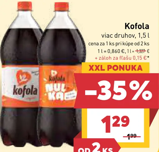Kofola sýtený kolový nápoj, viac druhov