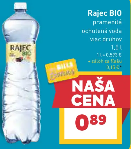 Rajec Bio pramenitá voda rôzne druhy