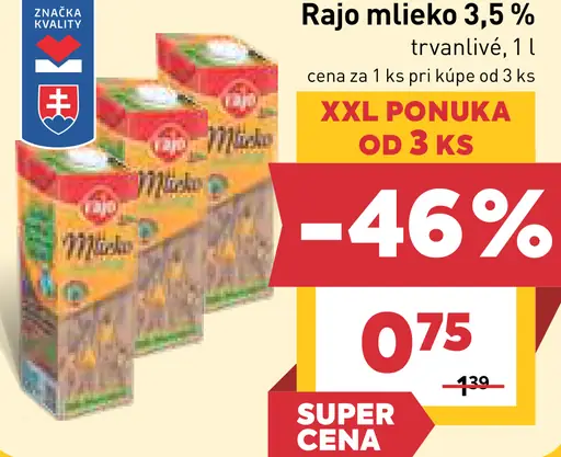 Rajo Mlieko plnotučné 3,5%