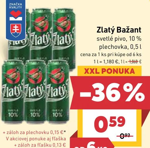 Zlatý Bažant '73 pivo svetlý ležiak plechovka