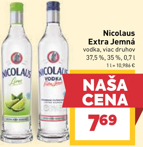 Nicolaus Extra Jemná vodka, viac druhov