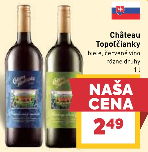 Chateau Topoľčianky víno biele alebo červené rôzne druhy