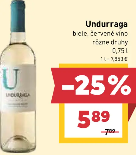 Undurraga biele, červené víno rôzne druhy