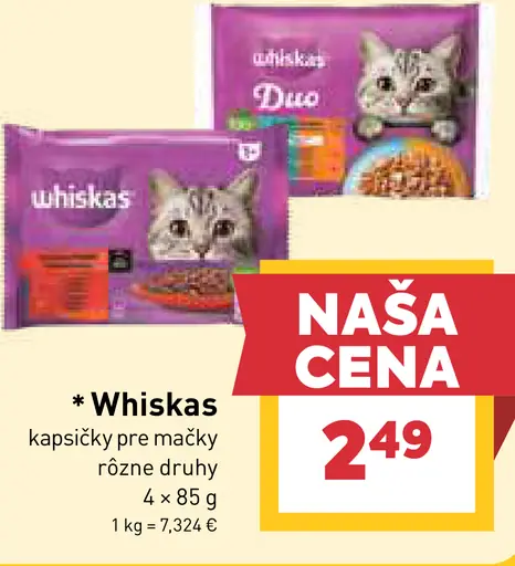 Whiskas kapsičky pre mačky 2 druhy