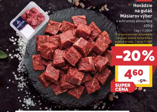 Mäsiarov výber hovädzie mäso na guláš