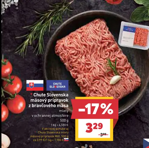 Chute Slovenska mäsový prípravok z bravčového mäsa mletý