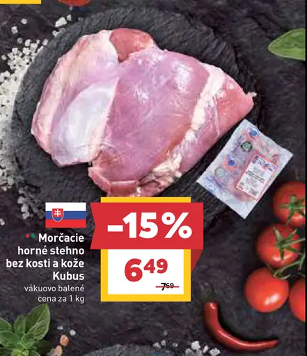 Kubus morčacie horné stehno bez kosti a kože vákuovo balené