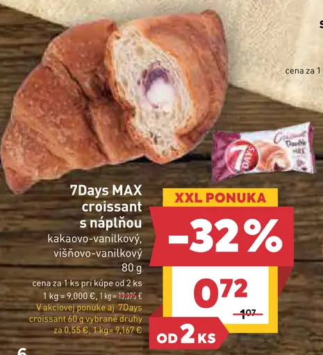 7Days MAX croissant s náplňou višňovo-vanilkový