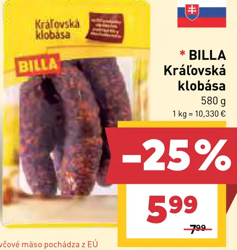 BILLA Kráľovská klobása