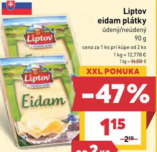 Liptov Eidam plátky, údený/neúdený