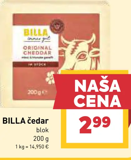 BILLA čedar blok