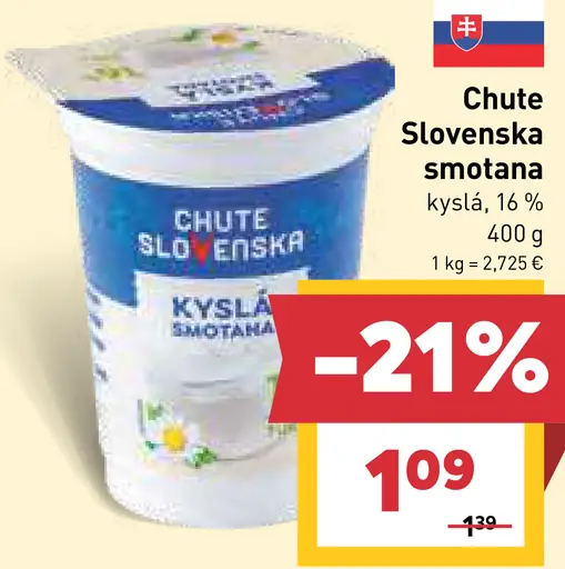Chute Slovenska smotana kyslá 16%