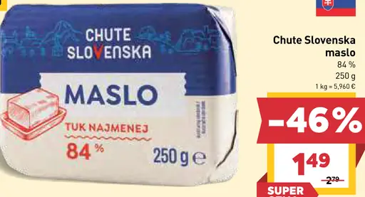 Chute Slovenska maslo 84 % tuku