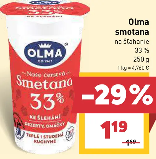Olma Smotana na šľahanie 33 %