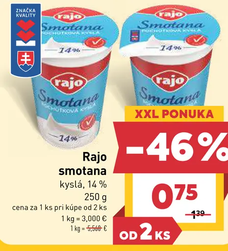 Rajo smotana kyslá 14%
