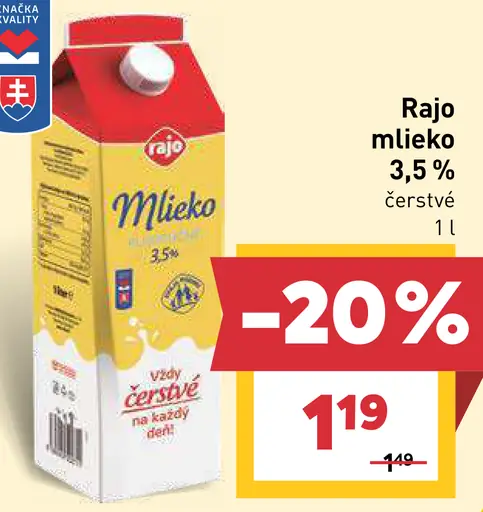 Rajo čerstvé mlieko 3,5%