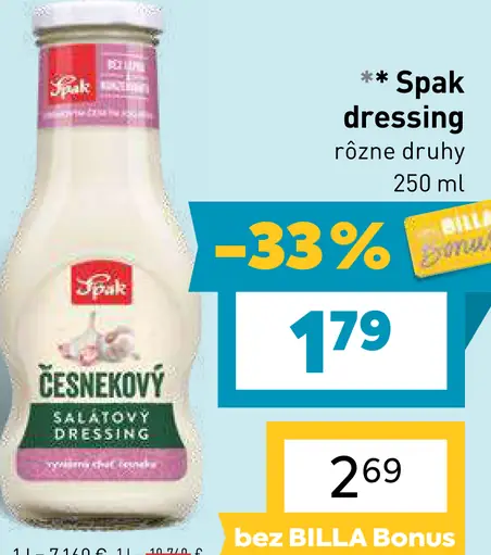 Spak dressing rôzne druhy
