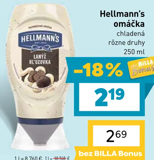 Hellmann's omáčka rôzne druhy