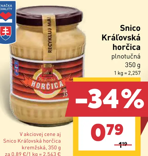 Snico Kráľovská Horčica plnotučná
