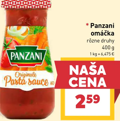 Panzani omáčka, rôzne druhy