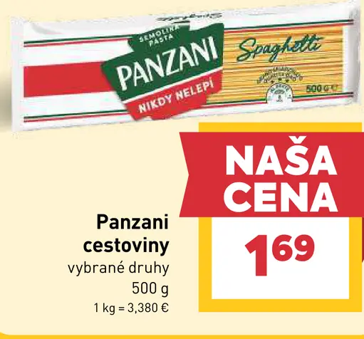 Panzani cestoviny vybrané druhy